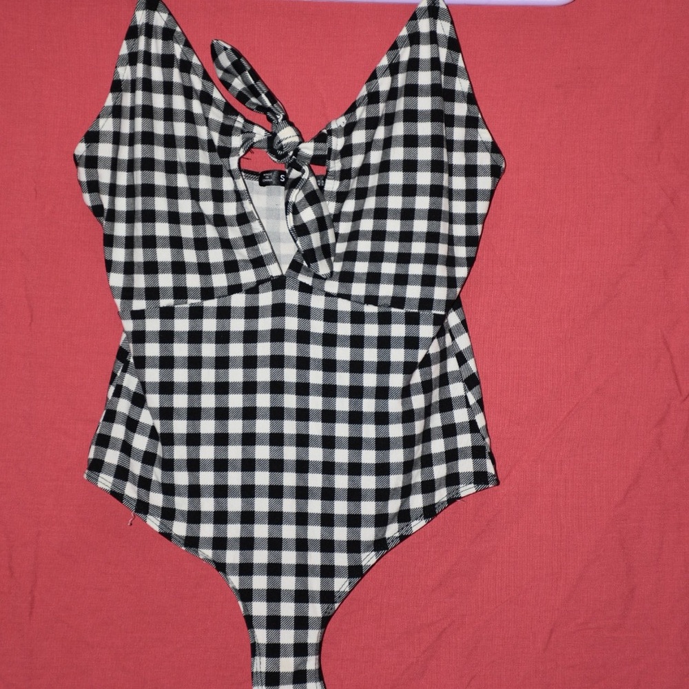 Black and white checkered bodysuit